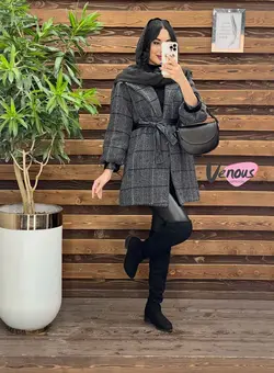 پالتو طرحدار سرآستین چرم کد 2037 شیک و خاص در مجموعه ونوس مد