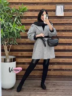 پالتو طرحدار سرآستین چرم کد 2037 شیک و خاص در مجموعه ونوس مد