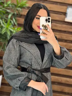 پالتو طرحدار سرآستین چرم کد 2037 شیک و خاص در مجموعه ونوس مد