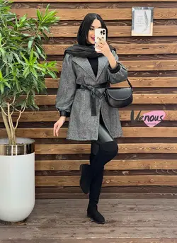 پالتو طرحدار سرآستین چرم کد 2037 شیک و خاص در مجموعه ونوس مد