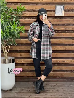 شکت چهارخونه جلودکمه کد 2046 شیک و جذاب در مجموعه ونوس مد