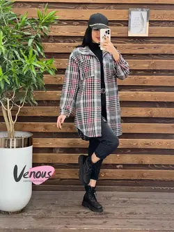 شکت چهارخونه جلودکمه کد 2046 شیک و جذاب در مجموعه ونوس مد