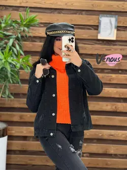 خرید اینترنتی کت جین کوتاه ذغالی کد 2059 در فروشگاه ونوس مد