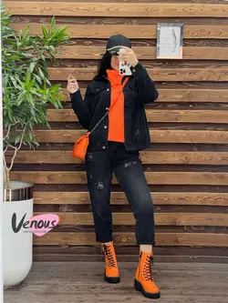 خرید اینترنتی کت جین کوتاه ذغالی کد 2059 در فروشگاه ونوس مد