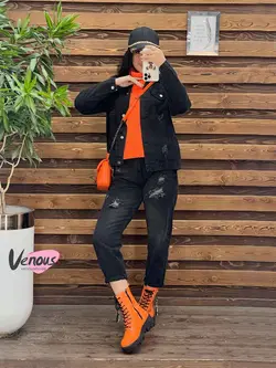 خرید اینترنتی کت جین کوتاه ذغالی کد 2059 در فروشگاه ونوس مد