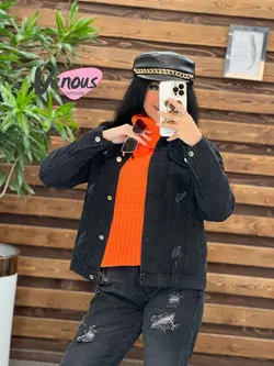 خرید اینترنتی کت جین کوتاه ذغالی کد 2059 در فروشگاه ونوس مد