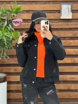 خرید اینترنتی کت جین کوتاه ذغالی کد 2059 در فروشگاه ونوس مد