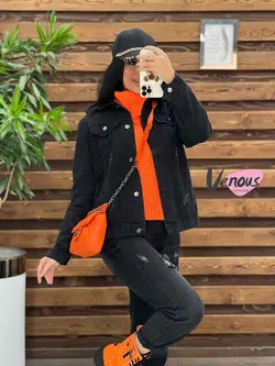 خرید اینترنتی کت جین کوتاه ذغالی کد 2059 در فروشگاه ونوس مد