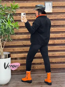 خرید اینترنتی کت جین کوتاه ذغالی کد 2059 در فروشگاه ونوس مد