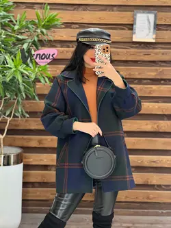 خرید اینترنتی پالتو چهارخونه مغزی دوزی کد 2097 در ونوس مد