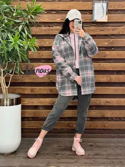 خرید اینترنتی پالتو چهارخونه کلاهدار دکمه چوبی کد 2115ونوس