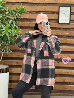 خرید اینترنتی پالتو چهارخونه کلاهدار دکمه چوبی کد 2115ونوس