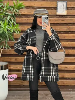 شکت چهارخونه آستین پفی کد 2130 شیک و خاص در مجموعه ونوس مد