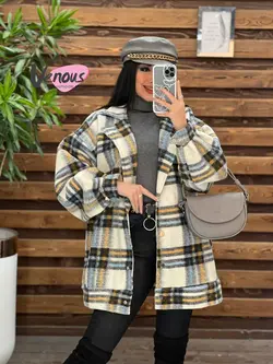 شکت چهارخونه آستین پفی کد 2130 شیک و خاص در مجموعه ونوس مد