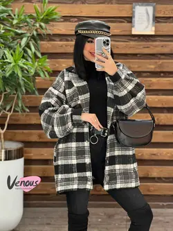 شکت چهارخونه آستین پفی کد 2130 شیک و خاص در مجموعه ونوس مد