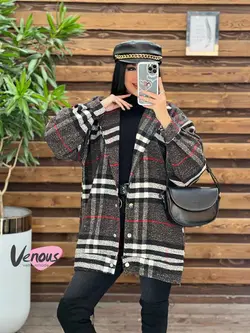 شکت چهارخونه آستین پفی کد 2130 شیک و خاص در مجموعه ونوس مد