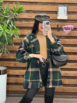 شکت چهارخونه آستین پفی کد 2130 شیک و خاص در مجموعه ونوس مد