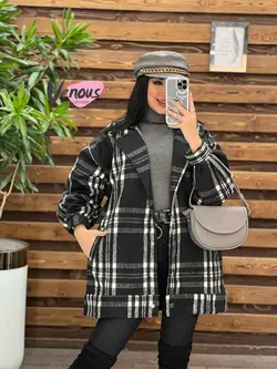 شکت چهارخونه آستین پفی کد 2130 شیک و خاص در مجموعه ونوس مد