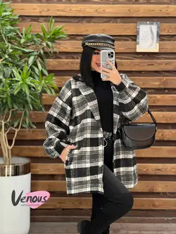 شکت چهارخونه آستین پفی کد 2130 شیک و خاص در مجموعه ونوس مد