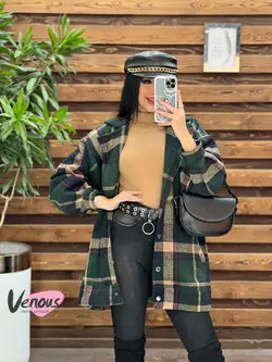 شکت چهارخونه آستین پفی کد 2130 شیک و خاص در مجموعه ونوس مد