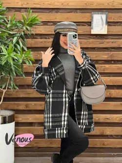 شکت چهارخونه آستین پفی کد 2130 شیک و خاص در مجموعه ونوس مد