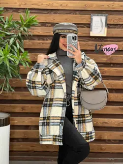 شکت چهارخونه آستین پفی کد 2130 شیک و خاص در مجموعه ونوس مد