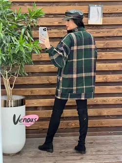 شکت چهارخونه آستین پفی کد 2130 شیک و خاص در مجموعه ونوس مد