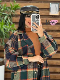 شکت چهارخونه آستین پفی کد 2130 شیک و خاص در مجموعه ونوس مد