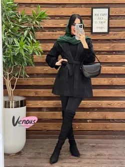 خرید اینترنتی پالتو چهارخونه کمردار کد 2148 فروشگاه ونوس مد