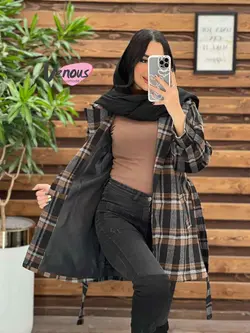 خرید اینترنتی پالتو چهارخونه کمردار کد 2148 فروشگاه ونوس مد