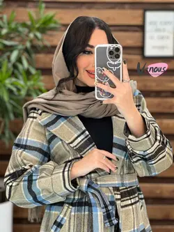 خرید اینترنتی پالتو چهارخونه کمردار کد 2175 فروشگاه ونوس مد