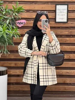 خرید اینترنتی پالتو چهارخونه کمردار کد 2175 فروشگاه ونوس مد