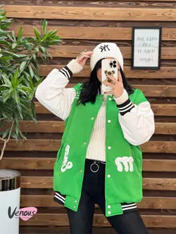 کاپشن بیسبالی آستین چرم کد 2198 شیک و خاص درمجموعه ونوس مد