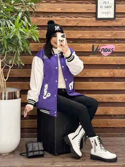 کاپشن بیسبالی آستین چرم کد 2198 شیک و خاص درمجموعه ونوس مد