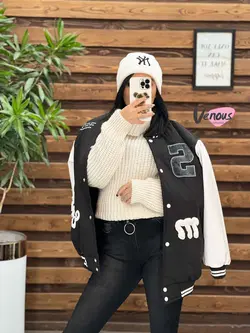 کاپشن بیسبالی آستین چرم کد 2198 شیک و خاص درمجموعه ونوس مد