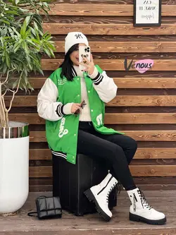 کاپشن بیسبالی آستین چرم کد 2198 شیک و خاص درمجموعه ونوس مد