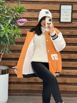 کاپشن بیسبالی آستین چرم کد 2198 شیک و خاص درمجموعه ونوس مد