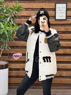 کاپشن بیسبالی آستین چرم کد 2198 شیک و خاص درمجموعه ونوس مد