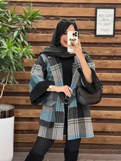 خرید اینترنتی پالتو چهارخونه آستین خز کد 2213 فروشگاه ونوس