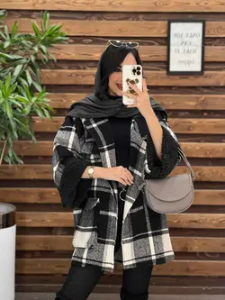 خرید اینترنتی پالتو چهارخونه آستین خز کد 2213 فروشگاه ونوس