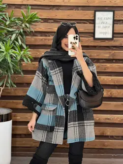 خرید اینترنتی پالتو چهارخونه آستین خز کد 2213 فروشگاه ونوس