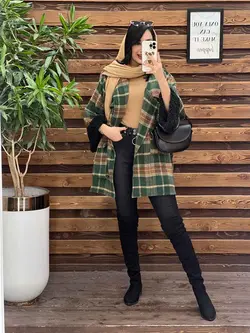 خرید اینترنتی پالتو چهارخونه آستین خز کد 2213 فروشگاه ونوس