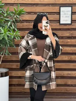 خرید اینترنتی پالتو چهارخونه آستین خز کد 2213 فروشگاه ونوس