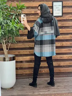 خرید اینترنتی پالتو چهارخونه آستین خز کد 2213 فروشگاه ونوس