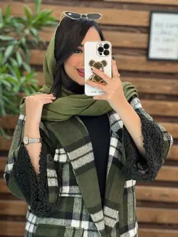 خرید اینترنتی پالتو چهارخونه آستین خز کد 2213 فروشگاه ونوس