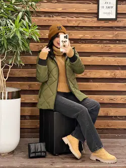 خرید اینترنتی کاپشن لوزی دوزی آستین کشبافت کد 2208  ونوس مد