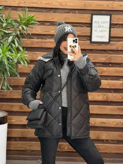 خرید اینترنتی کاپشن لوزی دوزی کلاه دورس کد 2218 ونوس مد