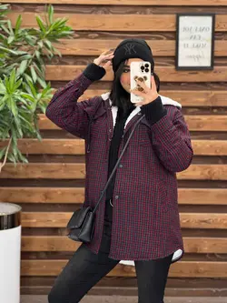 پالتو چهارخونه داخل خز کد 2240 خریدحضوری و انلاین در ونوس مد