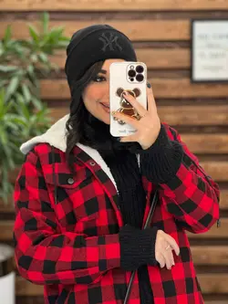 پالتو چهارخونه داخل خز کد 2240 خریدحضوری و انلاین در ونوس مد