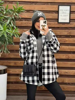 پالتو چهارخونه داخل خز کد 2240 خریدحضوری و انلاین در ونوس مد